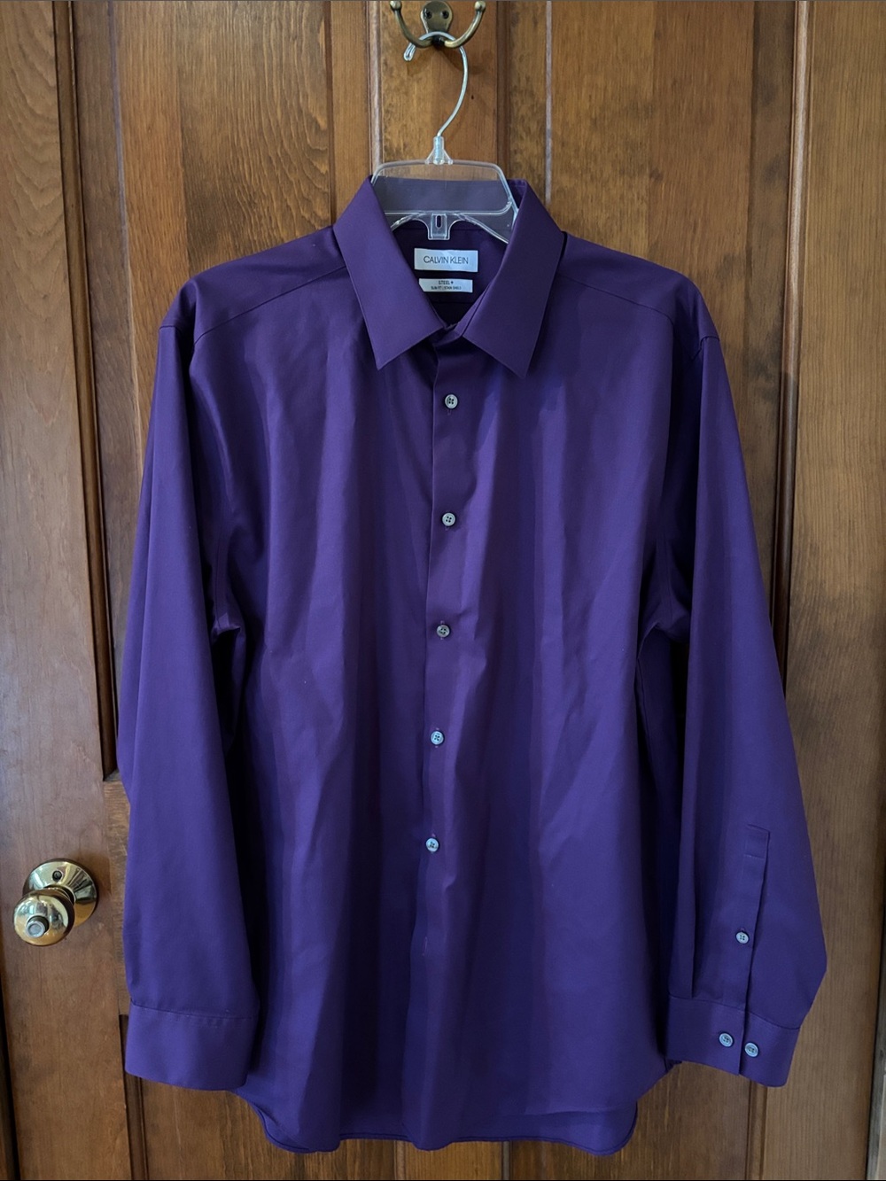 Calvin Klein Men's Deep Purple Dress Shirt, neck 16.5, sleeve 32/33, L